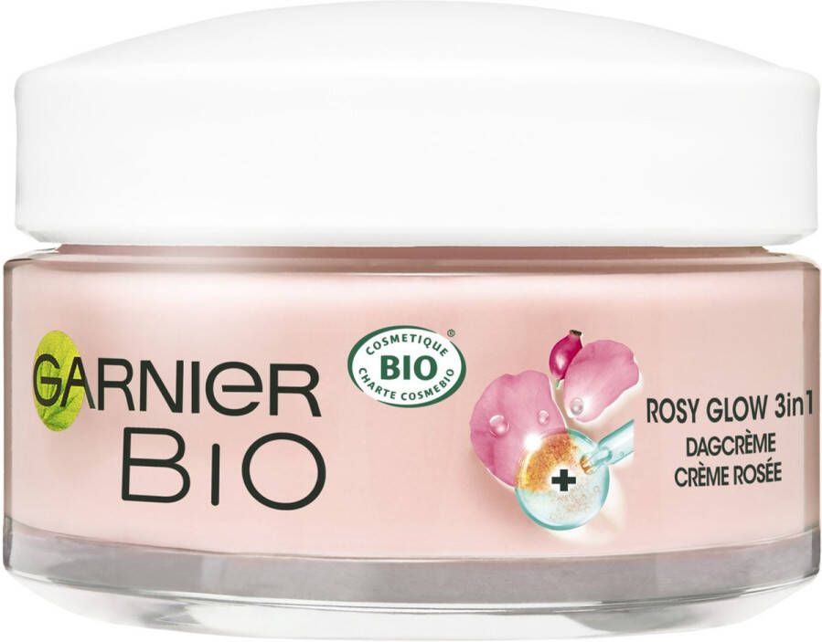 Garnier Bio 3-in-1 Rosy Glow Dagcrème 50 ml Met Organische Rozenbottel Olie & Vitamine C