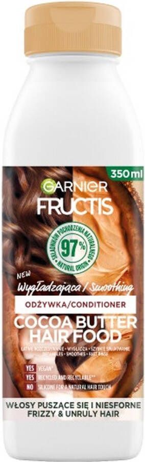 Garnier Fructis Cocoa Butter Hair Food Smoothing Conditioner voor pluizig en weerbarstig haar 350ml