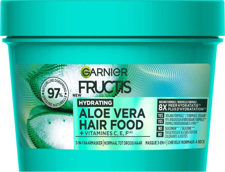 Garnier Fructis Hair Food Aloë Vera Hydraterend 3-in-1 Haarmasker Normaal Tot Droog Haar 400ml