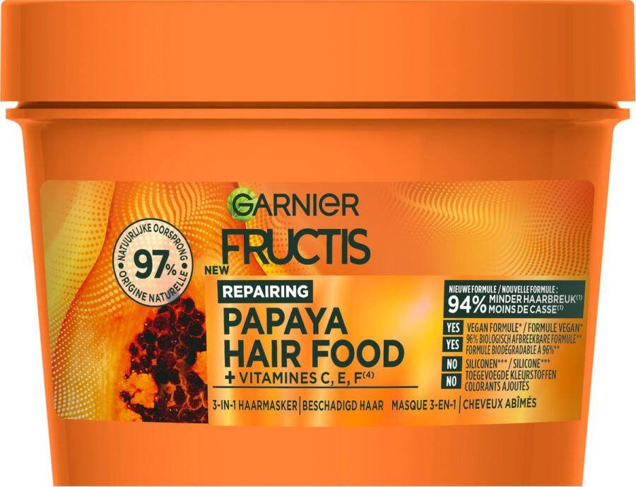 Garnier Fructis Hair Food Papaya 3-in-1 Herstellend Haarmasker Beschadigd Haar 400ml