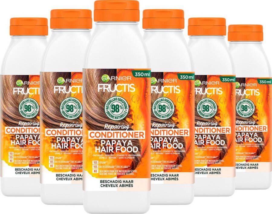 Garnier Fructis Hair Food Papaya Herstellende Conditioner Voordeelverpakking Beschadigd Haar 6 x 350ml