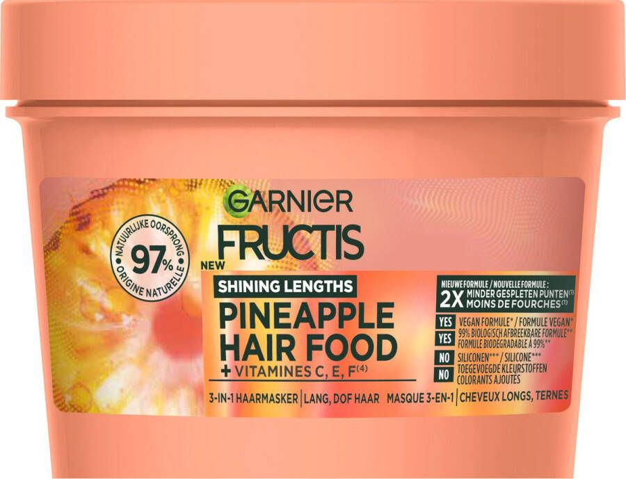 Garnier Fructis Hair Food Pineapple 3-in-1 Haarmasker Lang dof haar 400ml