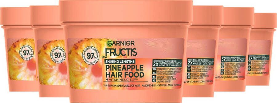 Garnier Fructis Hair Food Pineapple 3-in-1 Haarmasker Lang dof haar 6x 400ml