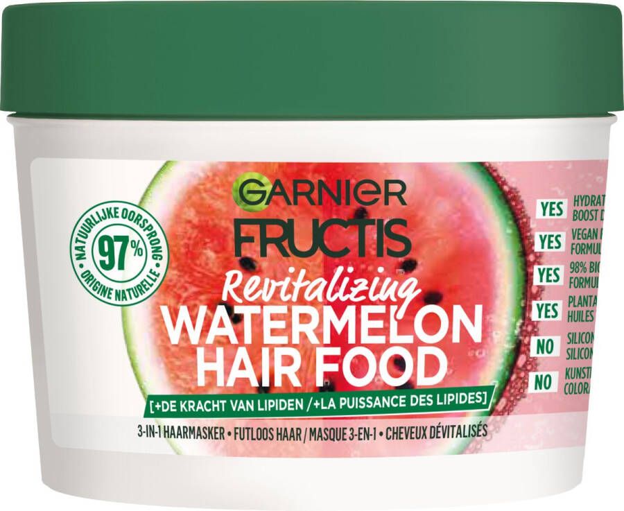 Garnier Fructis Hair Food Watermelon Revitaliserend 3-in-1 Haarmasker Futloos Haar 400ml