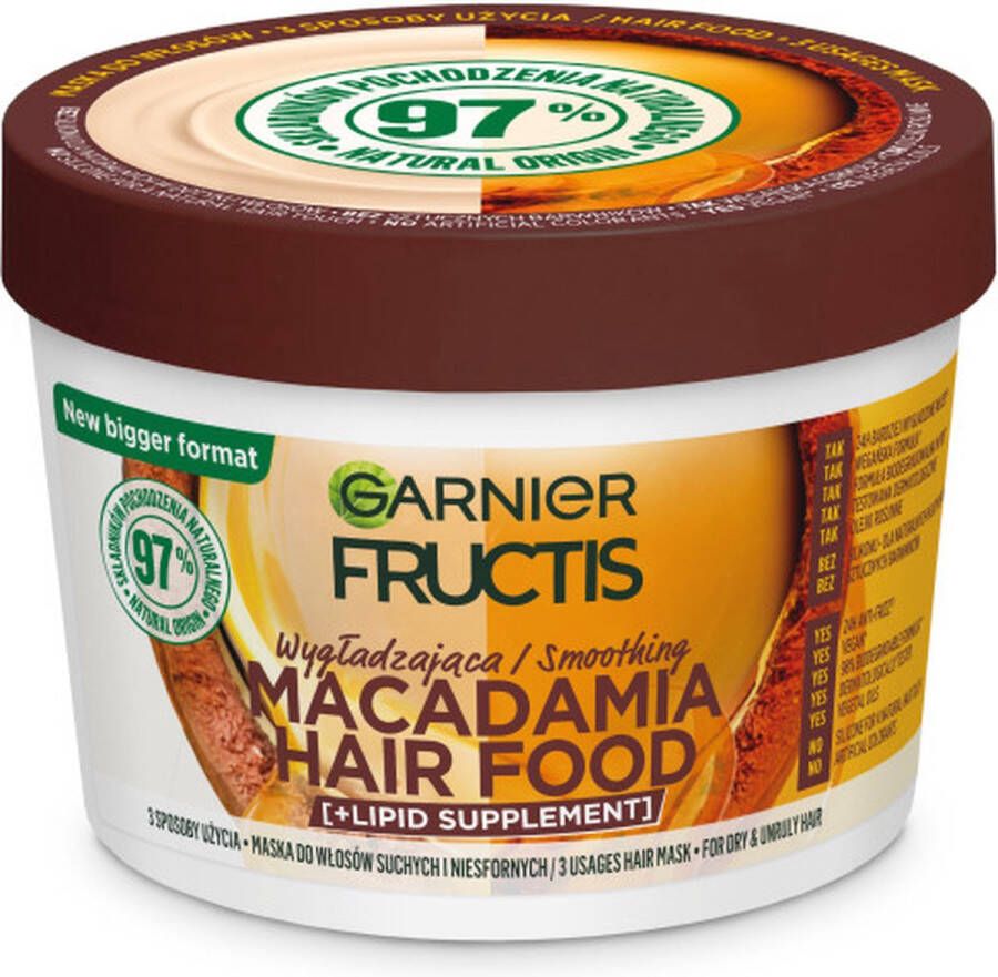 Garnier Fructis Macadamia Hair Food gladmakend masker voor droog en weerbarstig haar 400ml