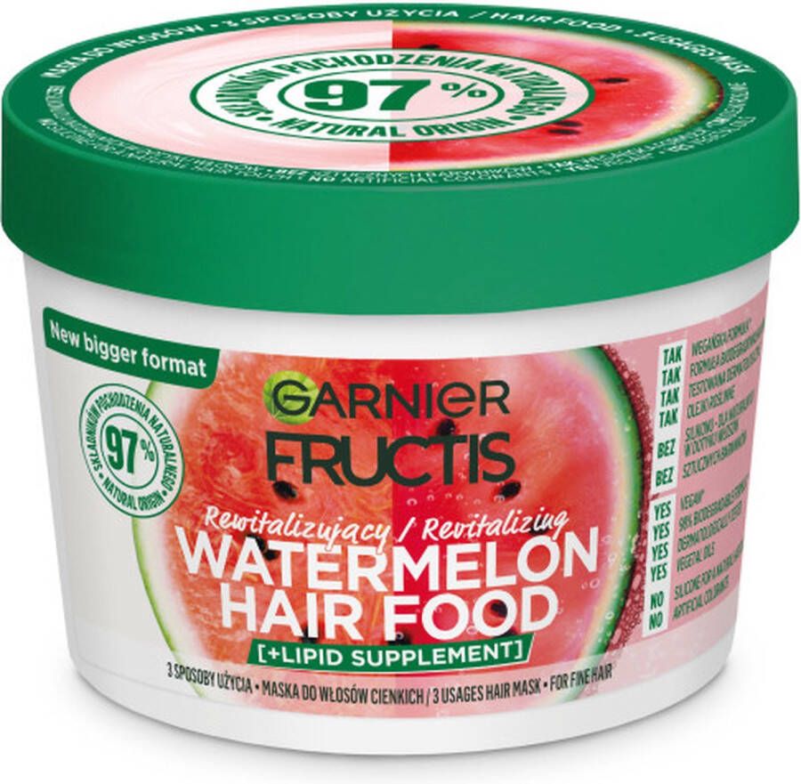 Garnier Fructis Watermelon Hair Food revitaliserend masker voor fijn haar 400ml