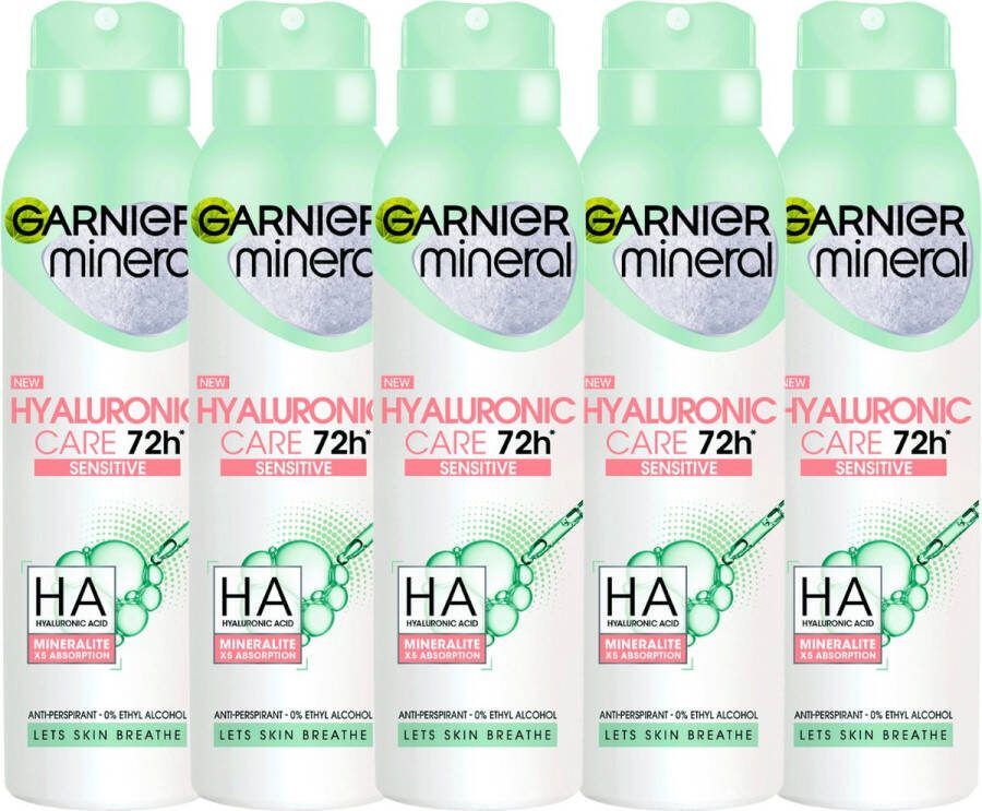 Garnier Hyaluronic Care Sensitive 72h Deodorant Spray 5 x 150ml