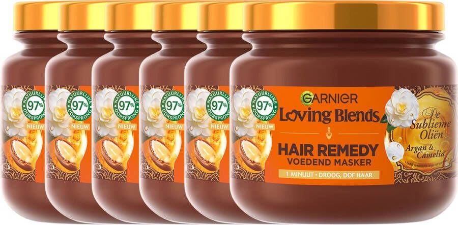 Garnier Loving Blends Argan & Cameliaolie Subliem haarmasker 6x 300ml multiverpakking