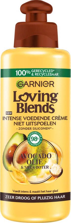 Garnier Loving Blends Avocado Olie & Shea Boter Intens Voedende Leave-In Crème Zeer Droog Pluizig Haar 6 x 200ml Voordeelverpakking