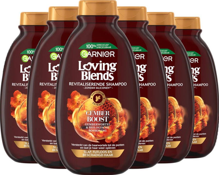 Garnier Loving Blends Gember Boost Revitaliserende Shampoo Voordeelverpakking Slap Futloos & Beschadigd Haar 6 x 300ml