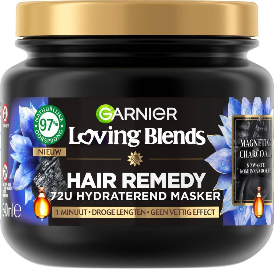 Garnier Loving Blends Hair Remedy Haarmasker Magnetic Charcoal Intens hydraterend masker speciaal ontwikkeld voor droge lengtes 340 ml