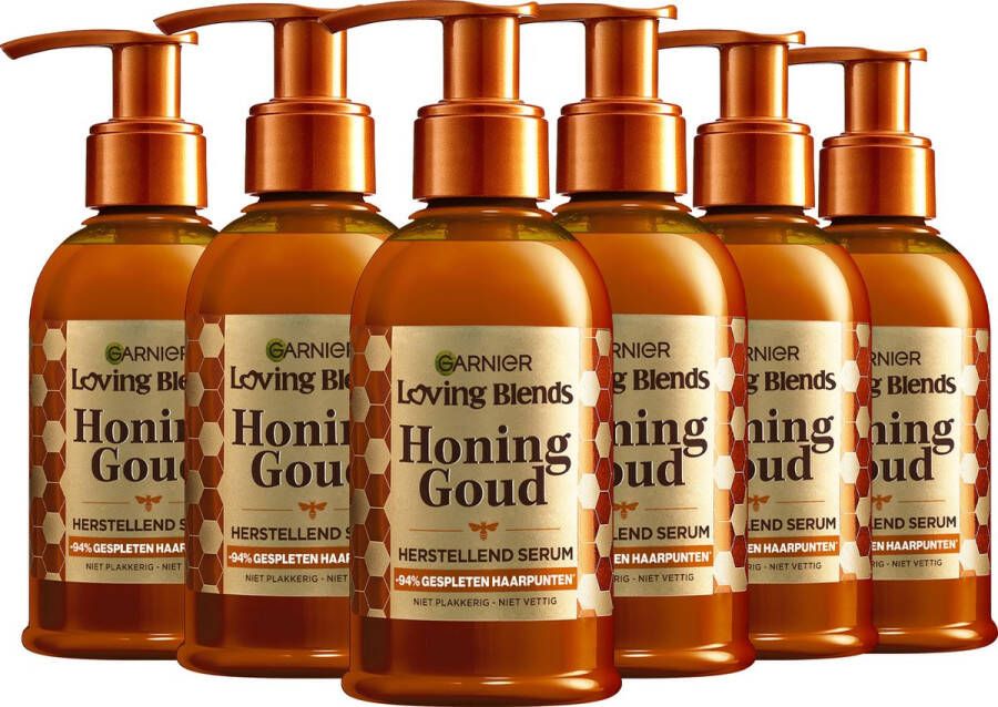 Garnier Loving Blends Honing Goud Herstellend Haarserum 94% Minder gespleten haarpunten na 1 gebruik Herstelt tot 1 jaar aan haarschade 150 ml 6x