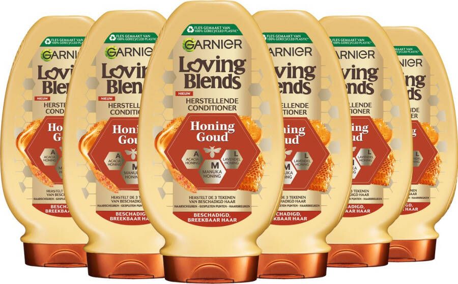 Garnier Loving Blends Honing Goud Herstellende Conditioner Voordeelverpakking Beschadigd Breekbaar Haar 6 x 250ml