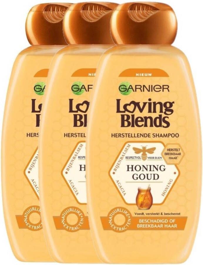 Garnier Loving Blends Honing Goud Herstellende Shampoo 3 x 300 ml Voordeelverpakking