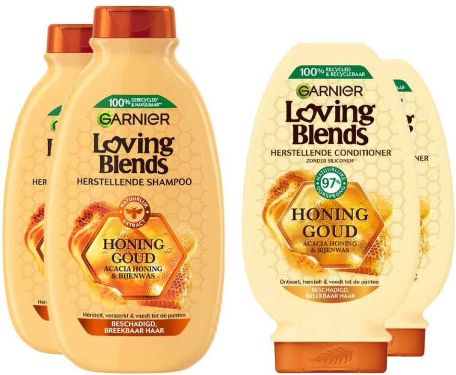 Garnier Loving Blends Honing Goud Shampoo 2x 300 ml & Conditioner 2x 250 ml – Pakket