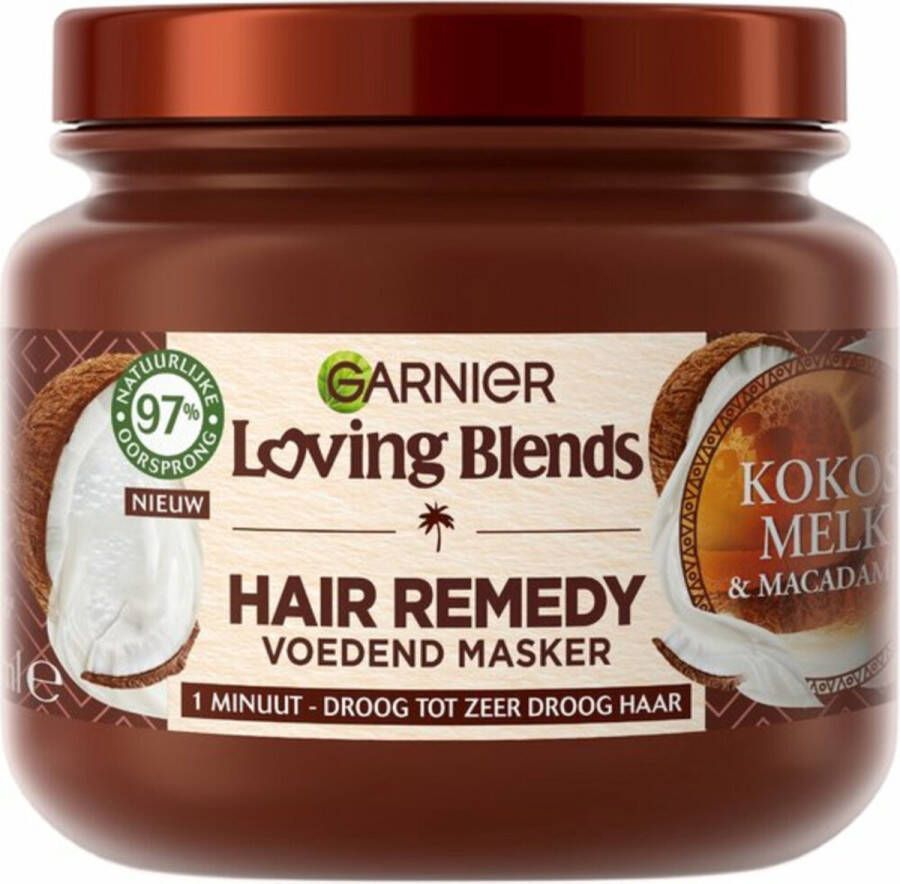 Garnier Loving Blends Kokosmelk & Macadamia Hair Remedy Haarmasker Voordeelverpakking Voedend Masker Voor Normaal Tot Droog Haar 6 x 340ml