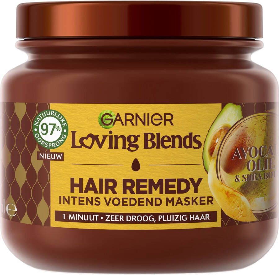 Garnier Loving Blends Avocado Olie & Shea Boter Hair Remedy Haarmasker Intens Voedend Masker Voor Zeer Droog Of Pluizig Haar 340ml