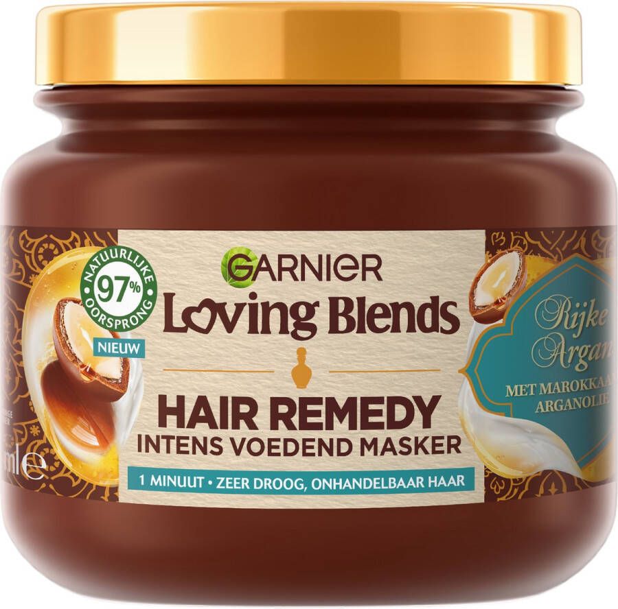 Garnier Loving Blends Hair Remedy Haarmasker Rijke Argan Intens voedend masker voor zeer droog onhandelbaar haar 340 ml