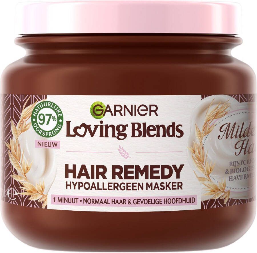 Garnier Loving Blends Milde Haver Hair Remedy Haarmasker Hypoallergeen Masker Voor Normaal Haar Gevoelige Hoofdhuid 340ml