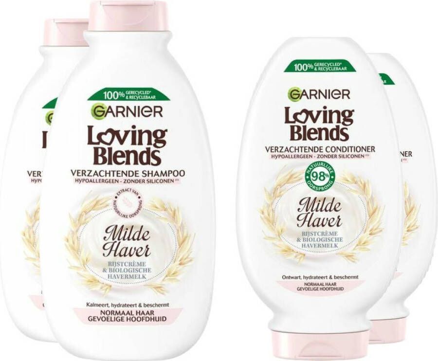 Garnier Loving Blends Milde Haver Shampoo 2x 300 ml & Conditioner 2x 300 ml Pakket