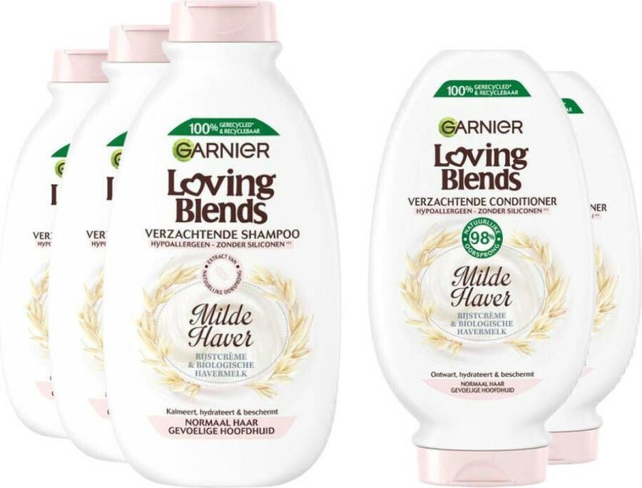 Garnier Loving Blends Milde Haver Shampoo 3x 300 ml & Conditioner 2x 250 ml – Pakket