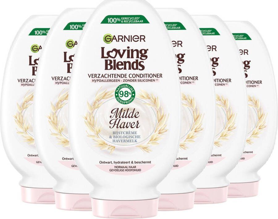 Garnier Loving Blends Milde Haver Verzachtende Conditioner Voordeelverpakking Normaal Haar Gevoelige Hoofdhuid 6 x 250ml