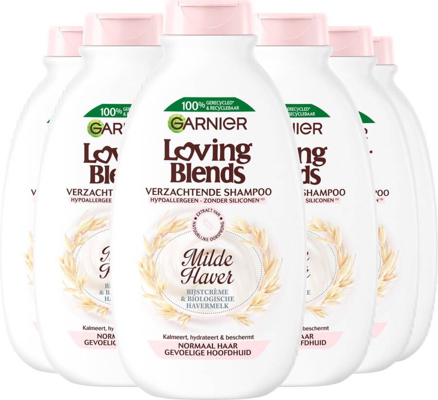 Garnier Loving Blends Milde Haver Verzachtende Shampoo Voordeelverpakking Normaal Haar Gevoelige Hoofdhuid 6 x 300ml