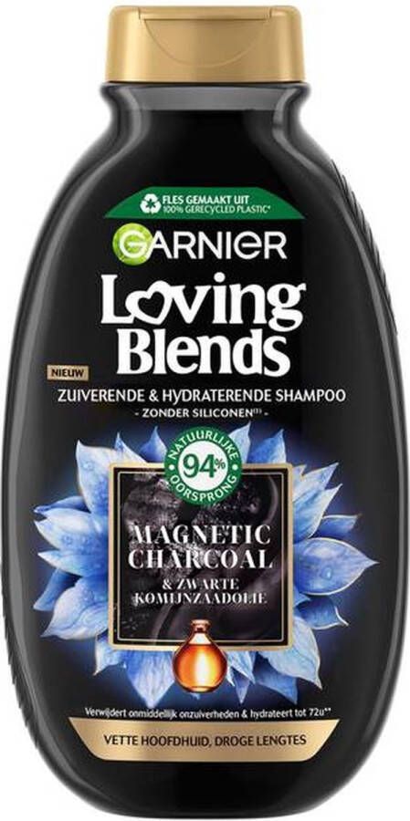 Garnier Loving Blends Magnetic Charcoal Zuiverende & Hydraterende Shampoo Vette Hoofdhuid Droge Lengtes 300ml