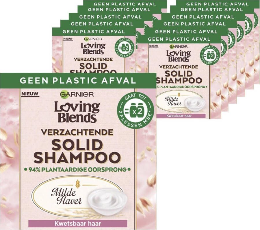 Garnier Loving Blends Milde Haver Verzachtende Solid Shampoo Bar Voordeelverpakking Normaal Haar Gevoelige Hoofdhuid 12 x 60g