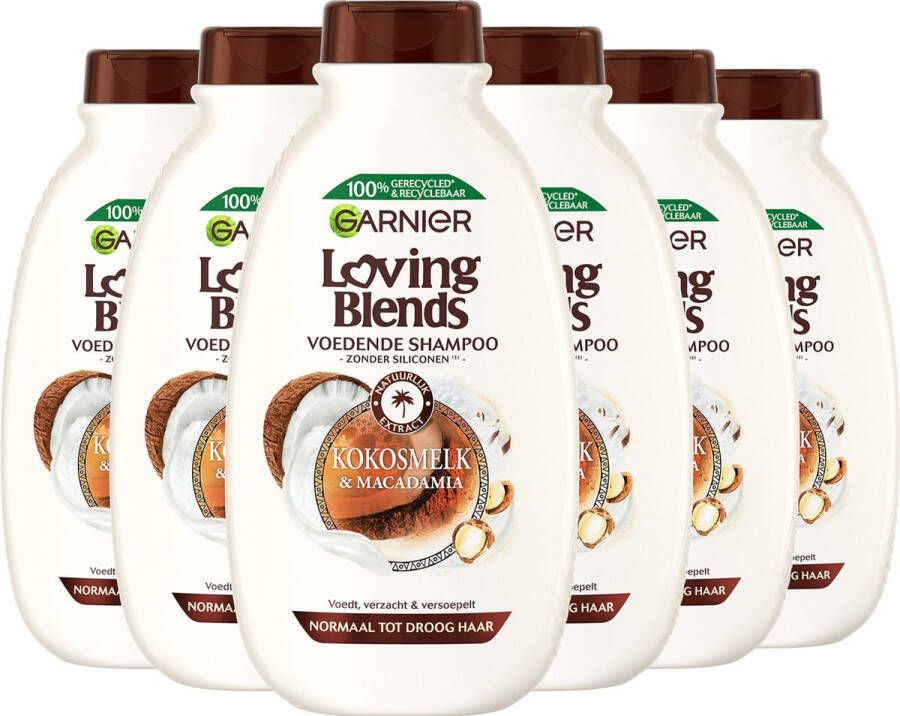 Garnier Loving Blends Kokosmelk & Macadamia Shampoo Voordeelverpakking Normaal tot Droog Haar 6 x 300ml