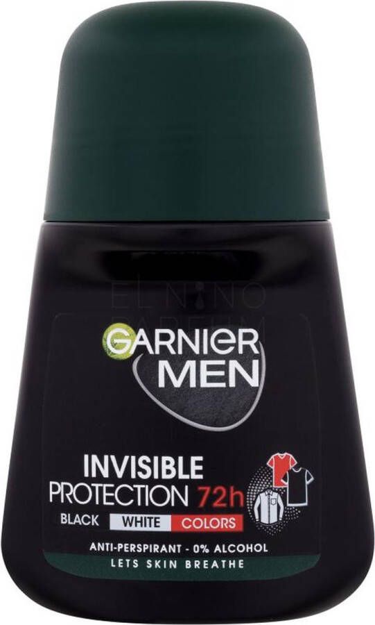 Garnier Men Invisible Protection 72h Deodorant Man Deo Roller Heren Anti Stain Ethyl Alcohol Vrij 50ml