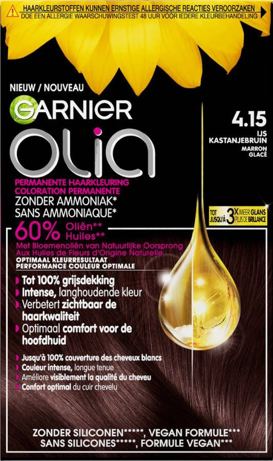 Garnier Olia 4.15 Kastanjebruin Haarverf zonder Ammoniak voor een aangename geur
