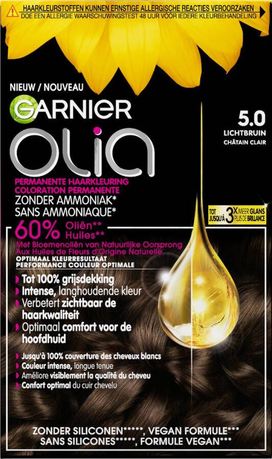 Garnier Olia 5.0 Lichtbruin Haarverf zonder Ammoniak voor een aangename geur