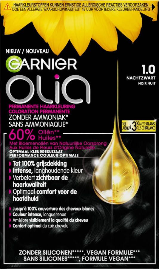 Garnier Olia Haarverf 1.0 Zwart Haarverf zonder Ammoniak voor een aangename geur
