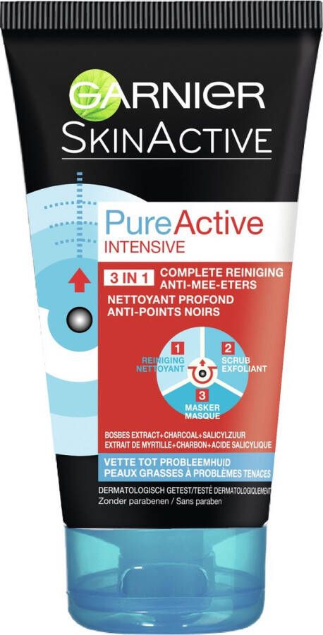 Garnier SkinActive Pure Active Charcoal 3in1 Gezichtsreiniging Vette tot Probleem Huid 6 x 150 ml Voordeelverpakking