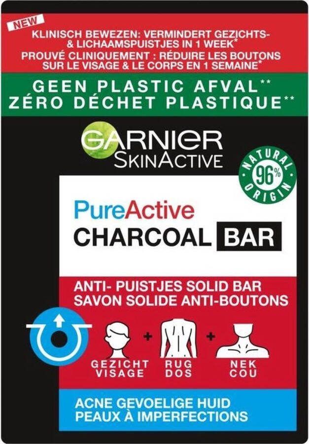 Garnier PureActive Charcoal Anti-Puistjes Solid Bar Reiniger acné gevoelige huid 4x100gr