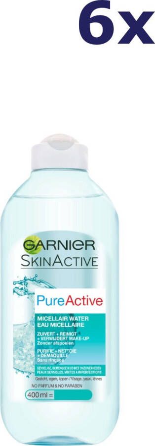 Garnier PureActive Micellair Reinigingswater Gevoelige & Gemengte tot Vette Huid 6 x 400 ml Voordeelverpakking