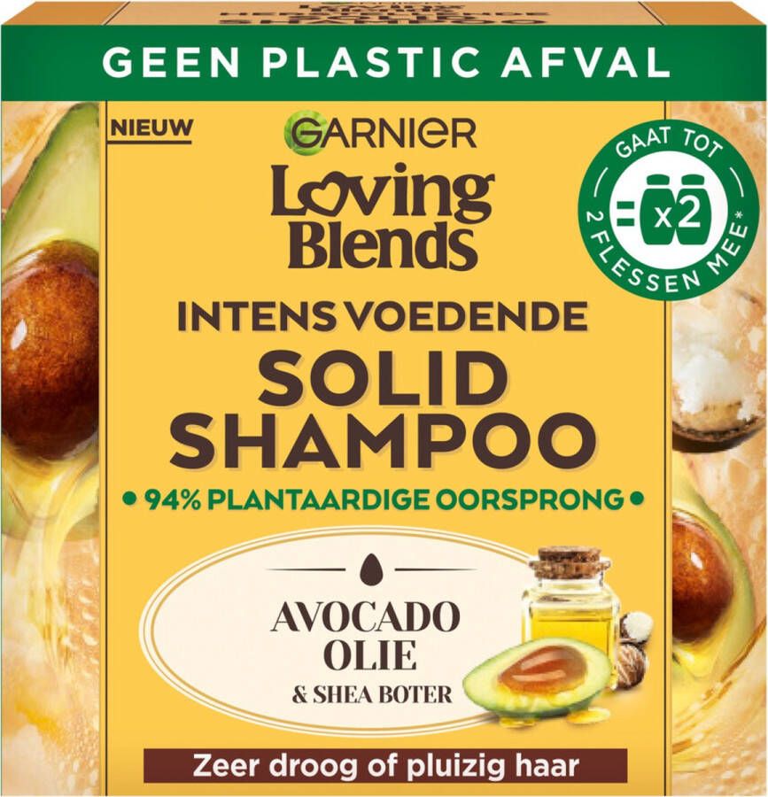 Garnier Loving Blends Avocado Olie & Shea Boter Intens Voedende Solid Shampoo Bar Voordeelverpakking Droog Pluizig Haar 12 x 60g