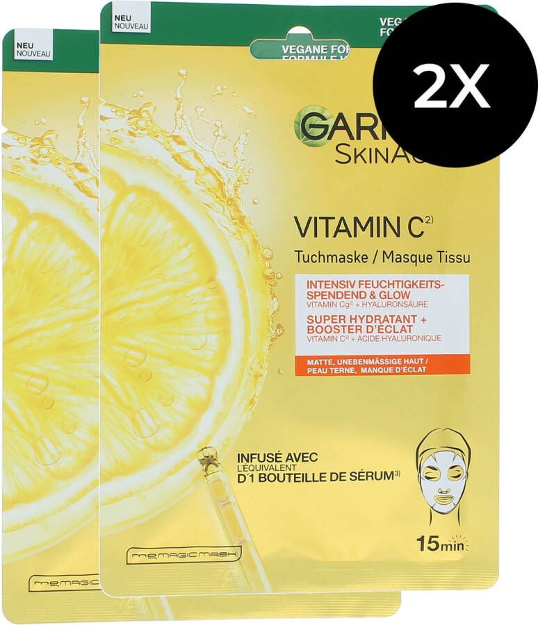 Garnier Skin Active Vitamin C Super Hydrating Masker 28 g (set van 2)