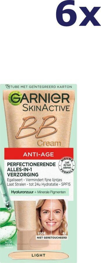 Garnier SkinActive – BB Cream Light Anti-Aging Getinte Dagcrème 6 x 50ml