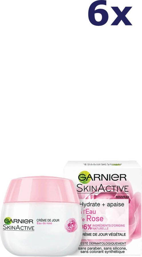 Garnier SkinActive Botanisch SkinActive Botanische dagcrème met Rozenwater Droge en Gevoelige Huid 6 x 50ml Voordeelverpakking