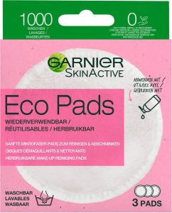 Garnier SkinActive Eco Pads Herbruikbare Wattenschijfjes 3 Stuks Duurzame Gezichtsreiniging