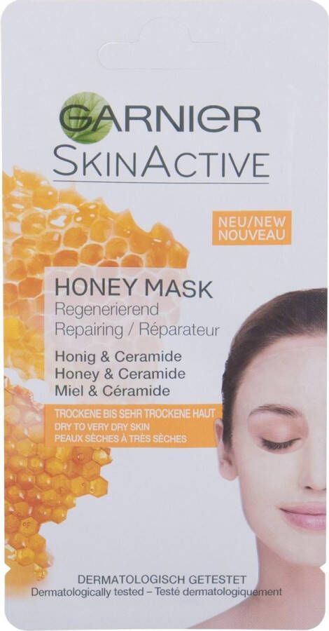 Garnier Skinactive Face Herstellend Honing Masker Honing & Ceramide Droge tot Zeer Droge Huid 8ml Gezicht Masker