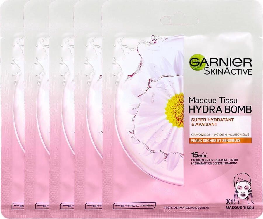 Garnier Skinactive Face Hydra Bomb Tissue Masker Ultra Hydraterend & Kalmerend 20 stuks Voordeelverpakking
