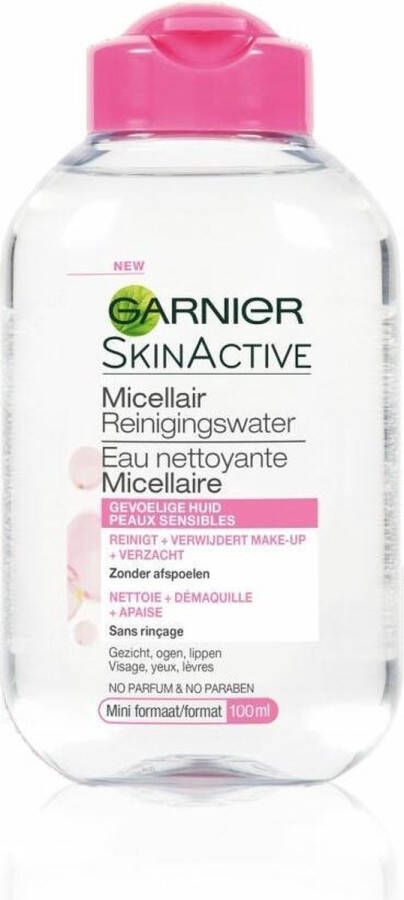 Garnier SkinActive Micellair Reinigingswater voor de Gevoelige Huid 100 ml Verzachtend en Reinigend Micellair Water Reisformaat