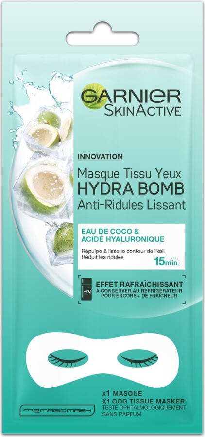 Garnier SkinActive Hydra Bomb Sheet Oogmasker 1 Stuk Gezichtsmasker met Kokosnoot en Hyaluronzuur