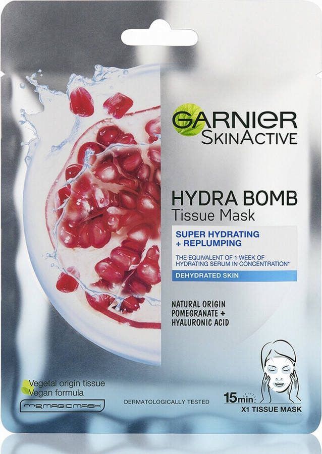 Garnier SkinActive Hydra Bomb Sheet Mask met Granaatappel Gezichtsmasker – Tissue Masker Gezichtsverzorging