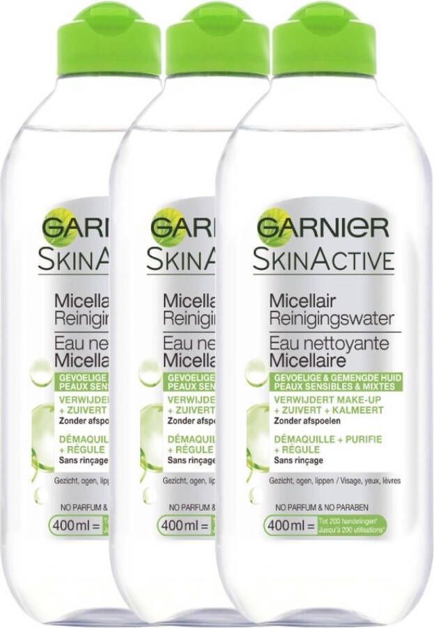 Garnier SkinActive Micellair Reinigingswater Gemengde huid 3 x 400ml Micellair Water Voordeelverpakking