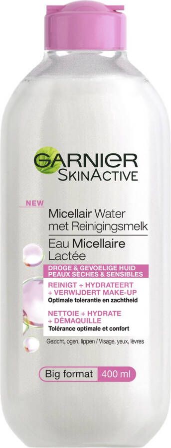 Garnier SkinActive Micellair Reinigingswater met Reinigingsmelk voor de Droge & Gevoelige Huid 400ml Verzachtend en Reinigend Micellair Water