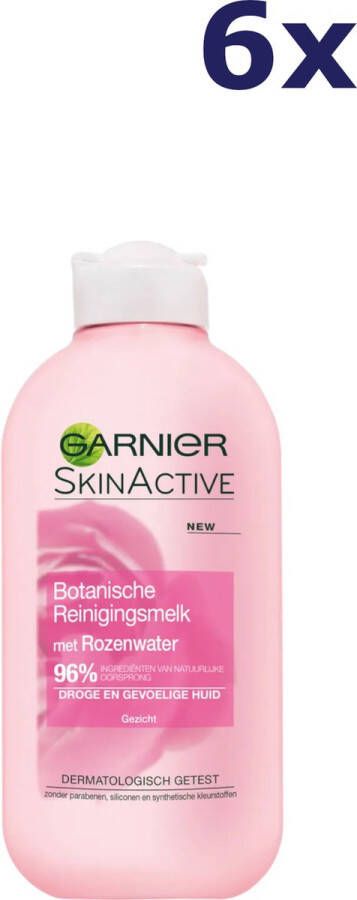 Garnier SkinActive Reinigingsmelk voor de Droge Huid Botanische Reinigingsmelk met Rozenwater 6 x 200 ml Voordeelverpakking